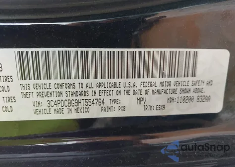 2017 Dodge Journey Sxt from USA, damaged, VIN 3C4PDCBG9HT554764